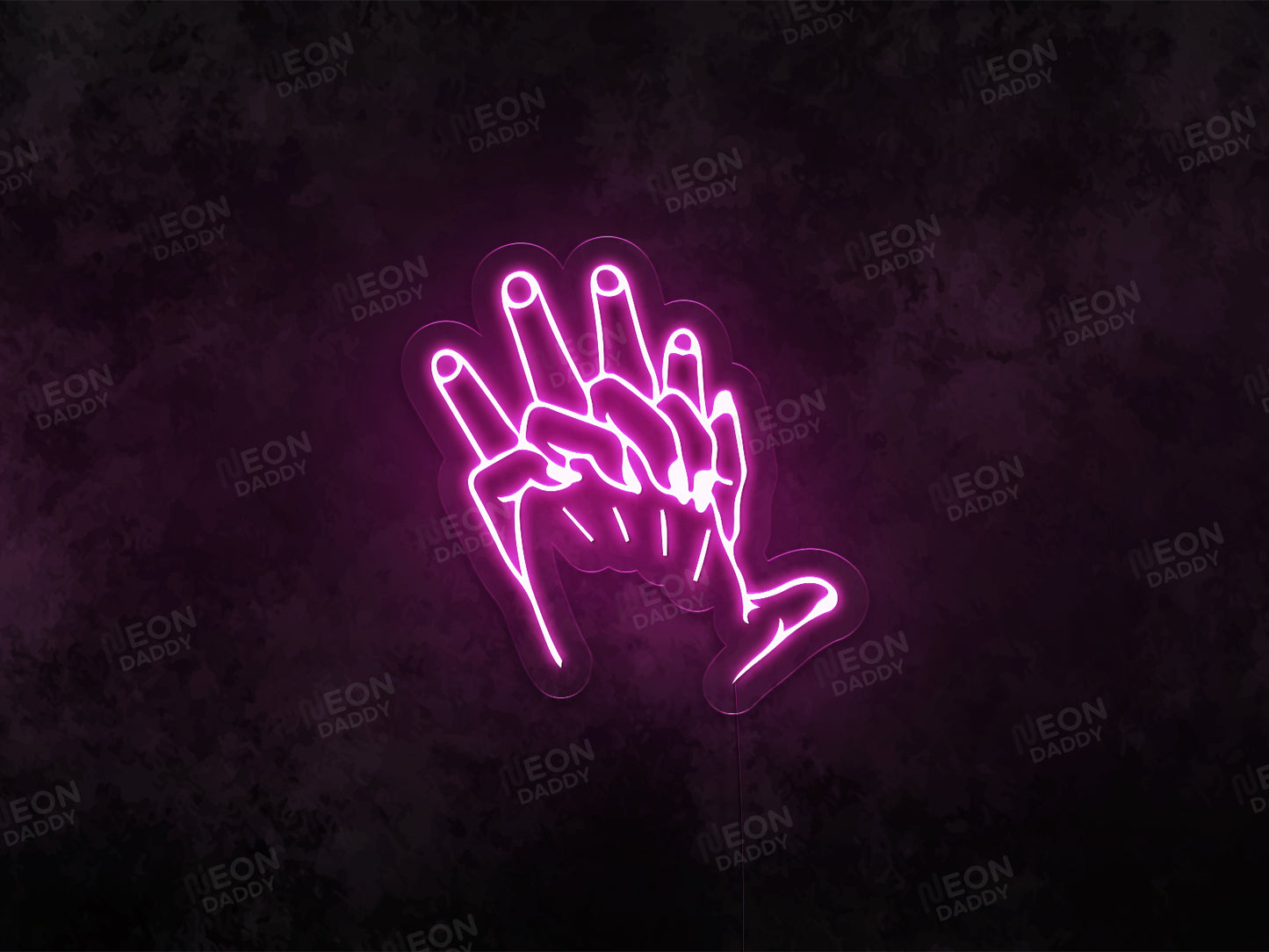 Hand Holding Neon Sign