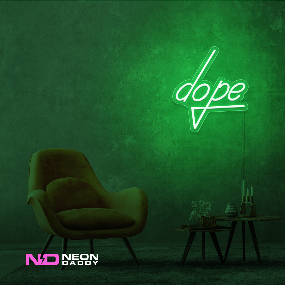 Color: Green 'Dope' LED Neon Sign - Affordable Neon Signs