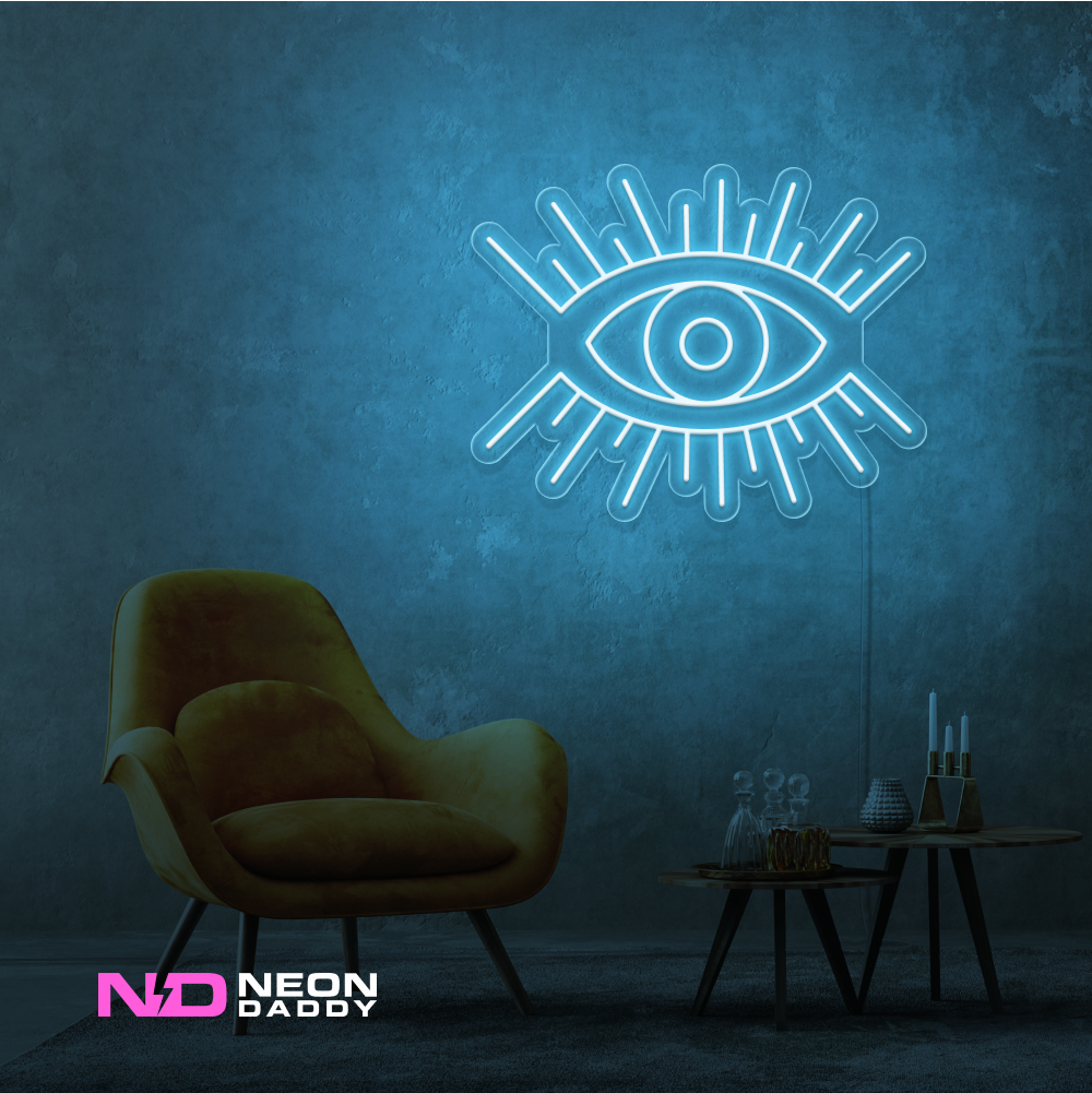 Color: Light Blue 'Eye' LED Neon Sign - Affordable Neon Signs