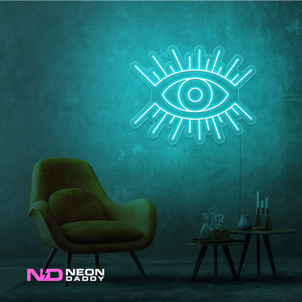 Color: Mint Green 'Eye' LED Neon Sign - Affordable Neon Signs