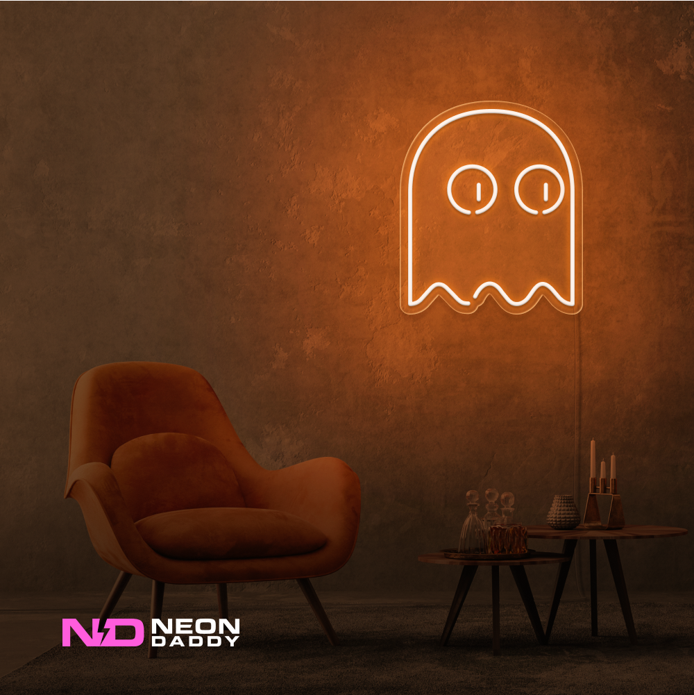 Color: Orange Ghost Pacman LED Neon Sign
