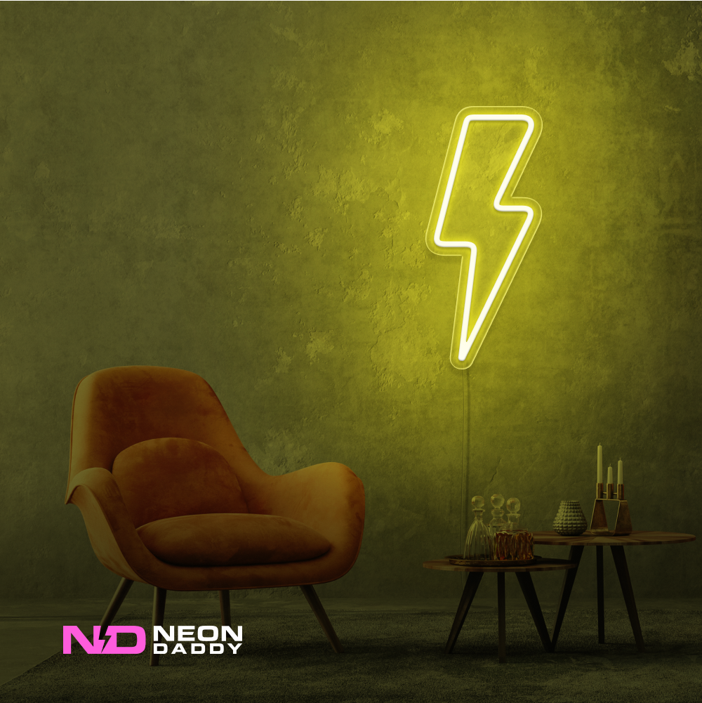 Color: Yellow Lightning Strike LED Neon Sign
