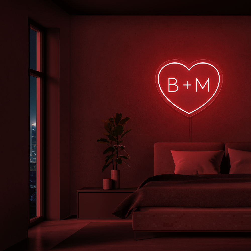 Personalised Initials Love Heart Neon Sign - Neon Daddy