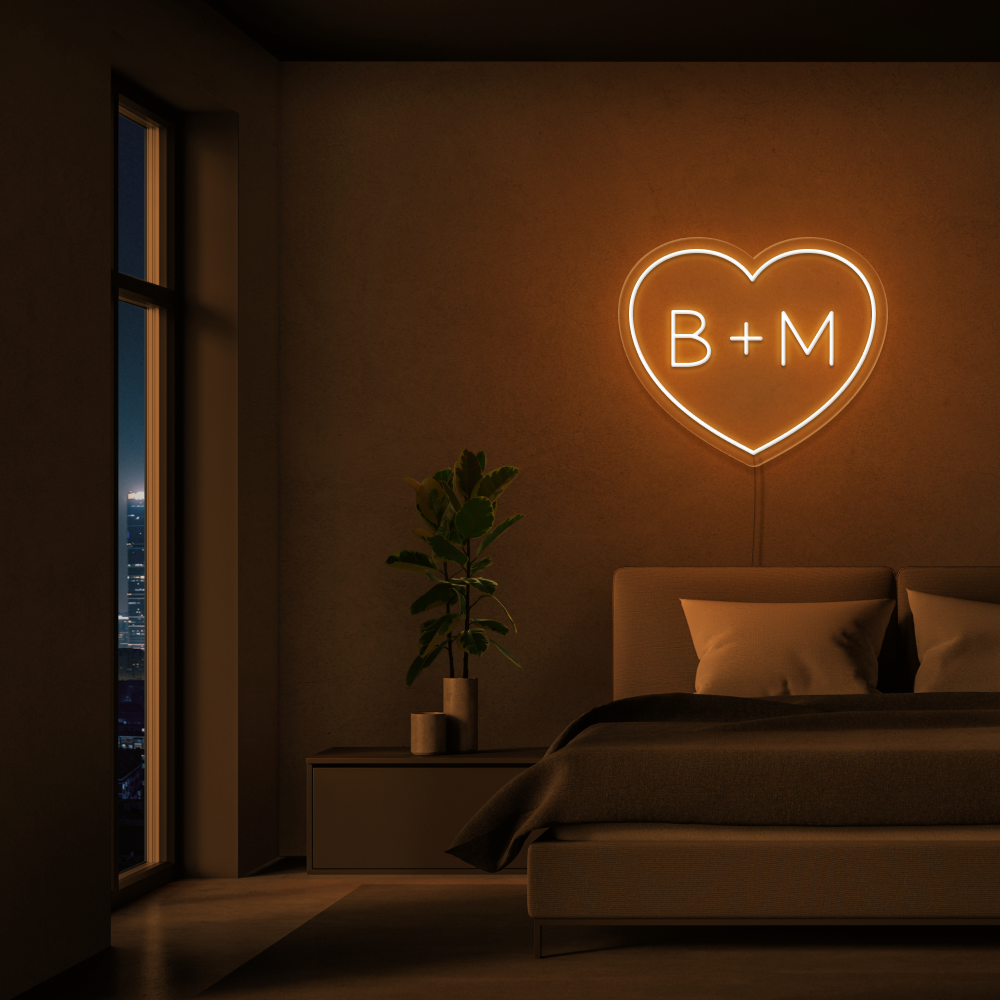Personalised Initials Love Heart Neon Sign - Neon Daddy