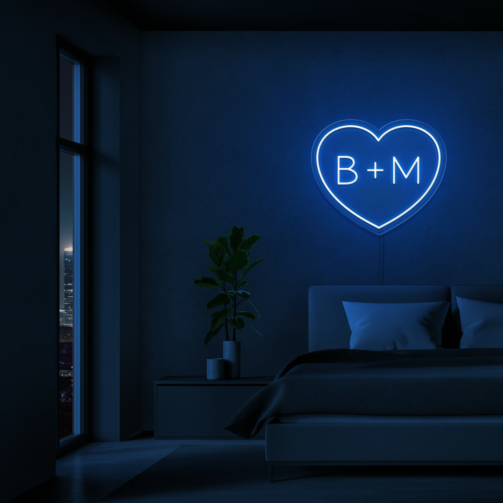 Personalised Initials Love Heart Neon Sign - Neon Daddy