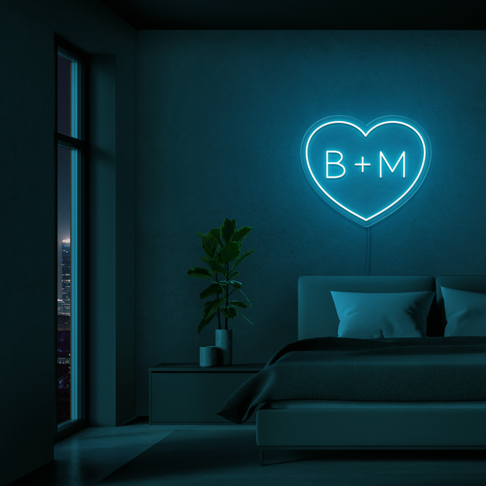 Personalised Initials Love Heart Neon Sign - Neon Daddy