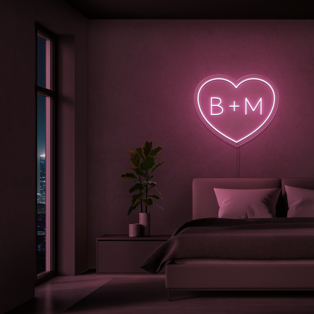 Personalised Initials Love Heart Neon Sign - Neon Daddy