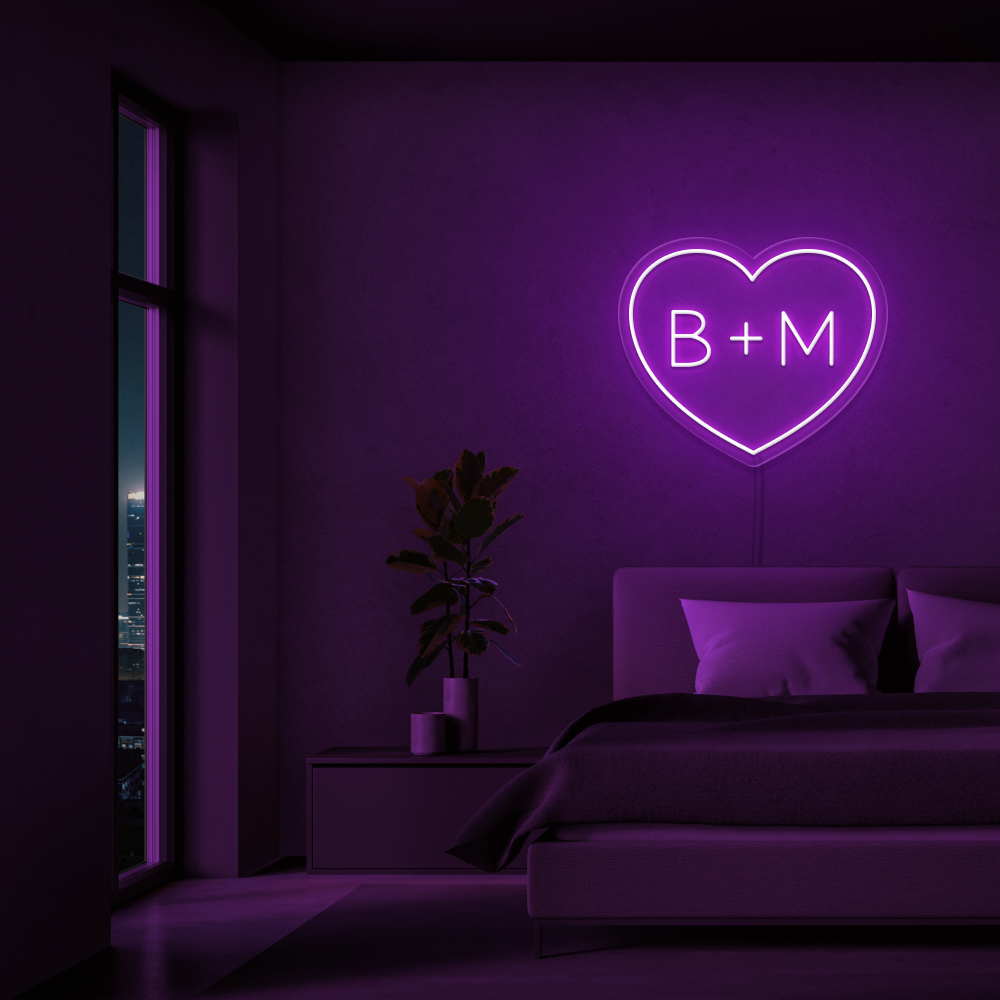 Personalised Initials Love Heart Neon Sign - Neon Daddy