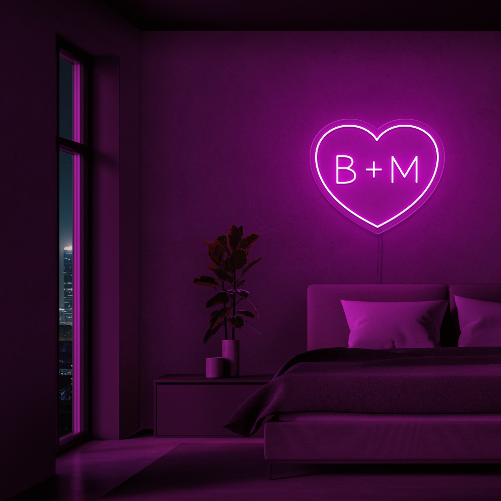Personalised Initials Love Heart Neon Sign - Neon Daddy