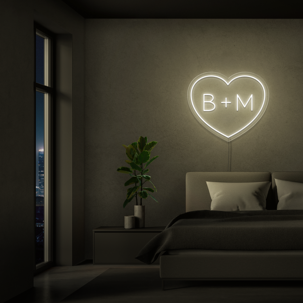 Personalised Initials Love Heart Neon Sign - Neon Daddy