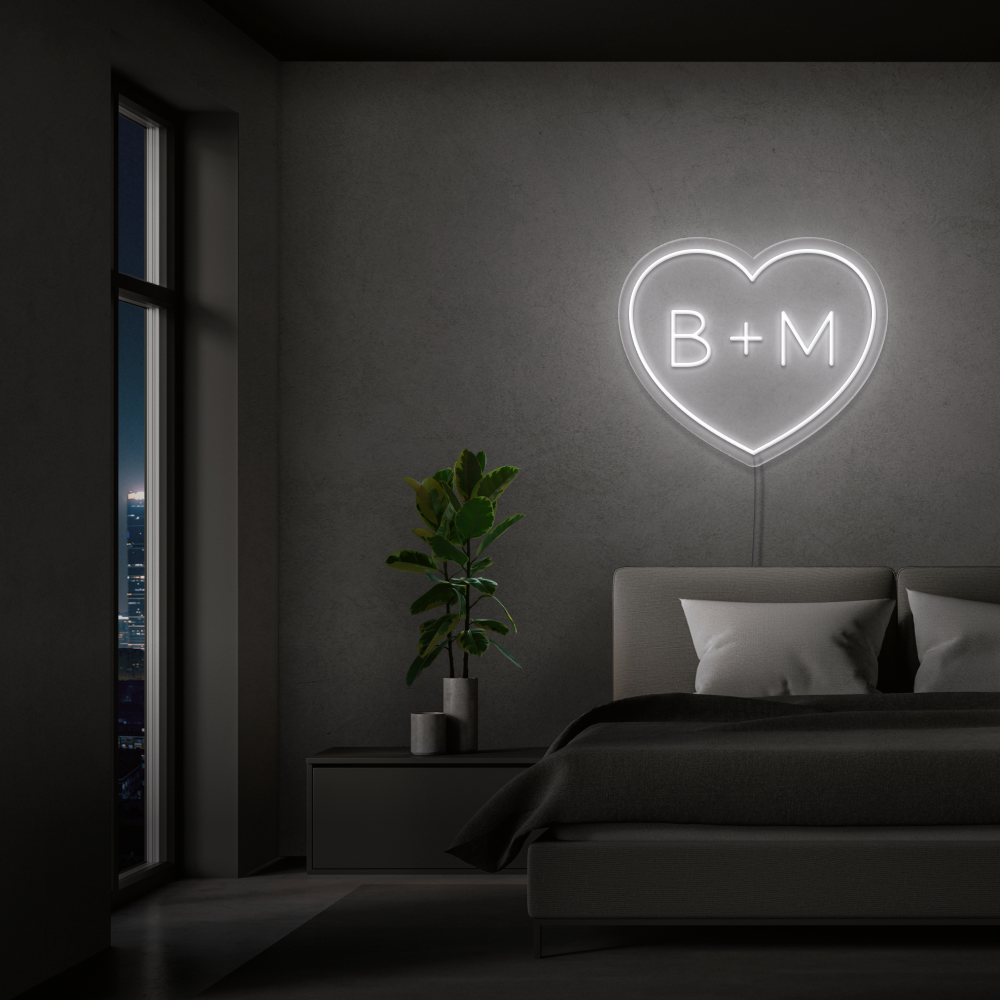 Personalised Initials Love Heart Neon Sign - Neon Daddy