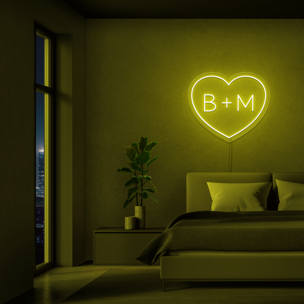 Personalised Initials Love Heart Neon Sign - Neon Daddy
