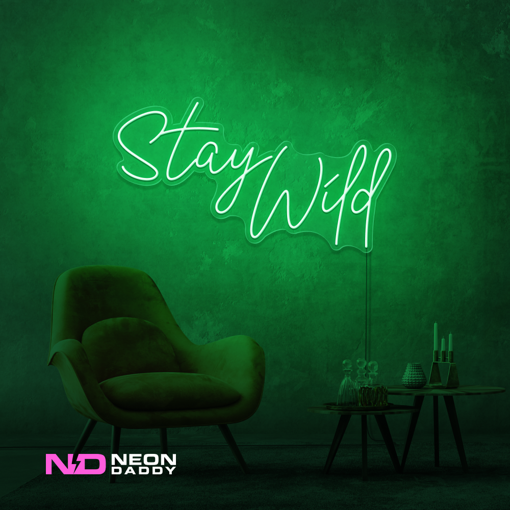 Color: Green 'Stay Wild' - LED Neon Sign - Affordable Neon Signs