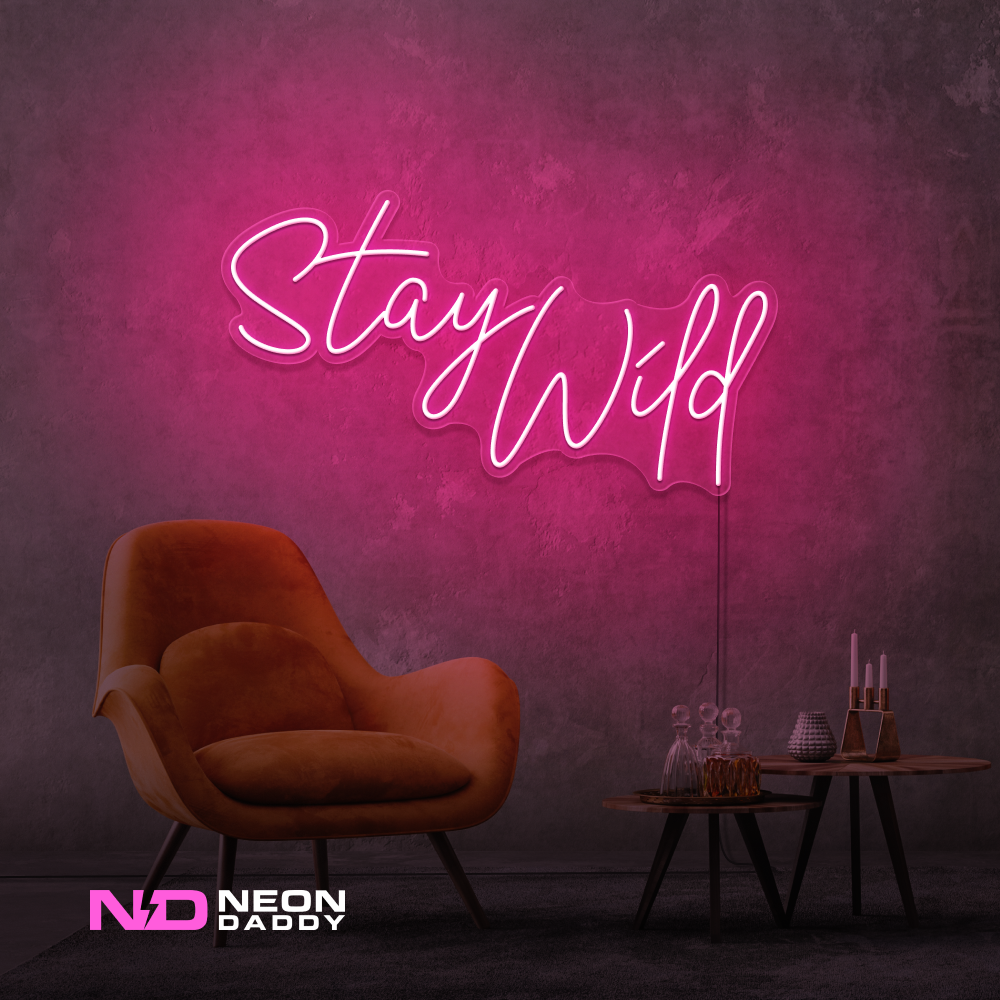 Color: Hot Pink 'Stay Wild' - LED Neon Sign - Affordable Neon Signs