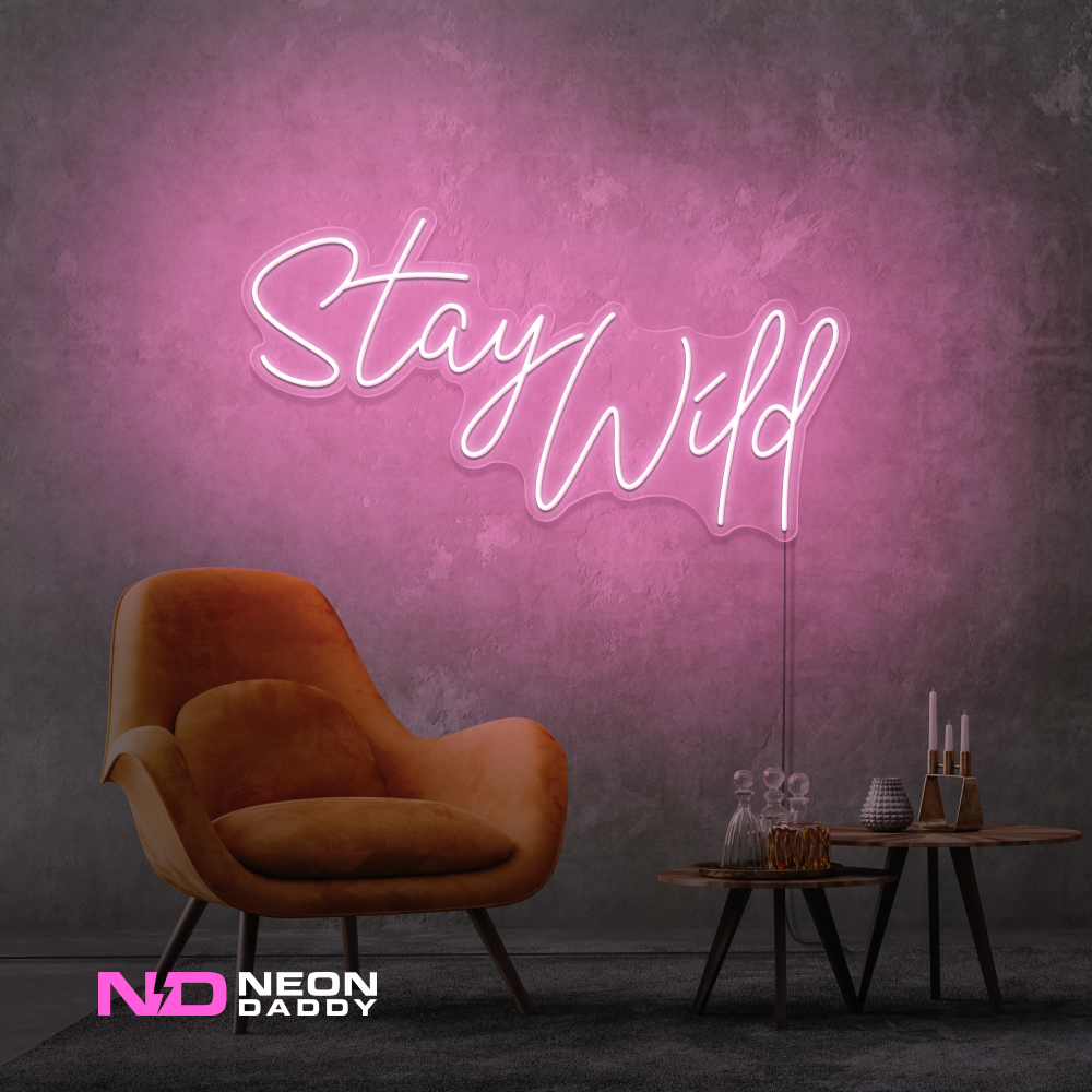 Color: Light Pink 'Stay Wild' - LED Neon Sign - Affordable Neon Signs