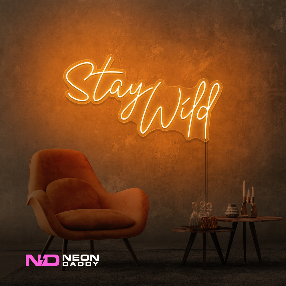 Color: Orange 'Stay Wild' - LED Neon Sign - Affordable Neon Signs