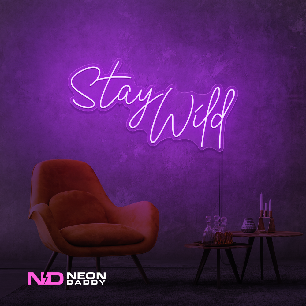 Color: Purple 'Stay Wild' - LED Neon Sign - Affordable Neon Signs