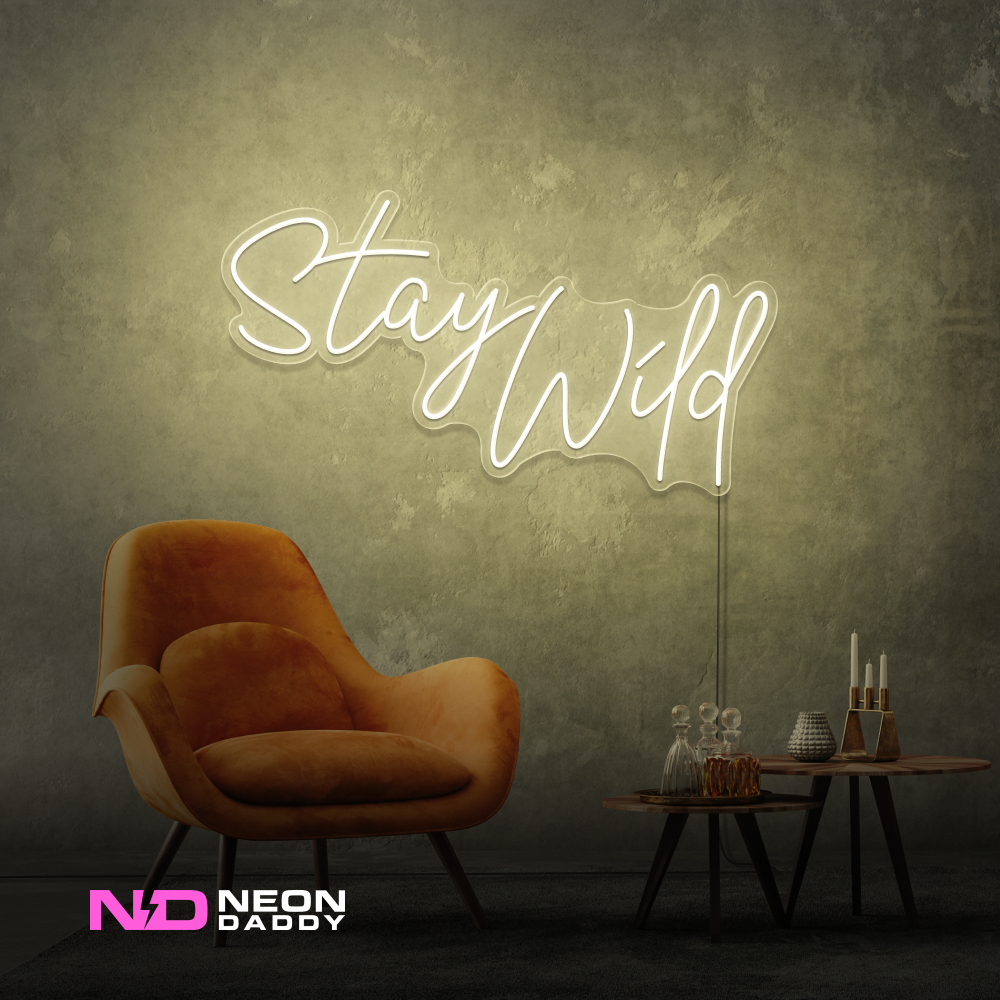 Color: Warm White 'Stay Wild' - LED Neon Sign - Affordable Neon Signs