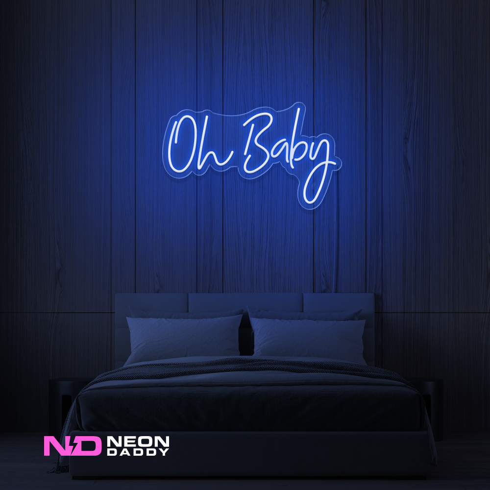 Color: Blue 'Oh Baby' - LED Neon Sign - Event Neon Signs