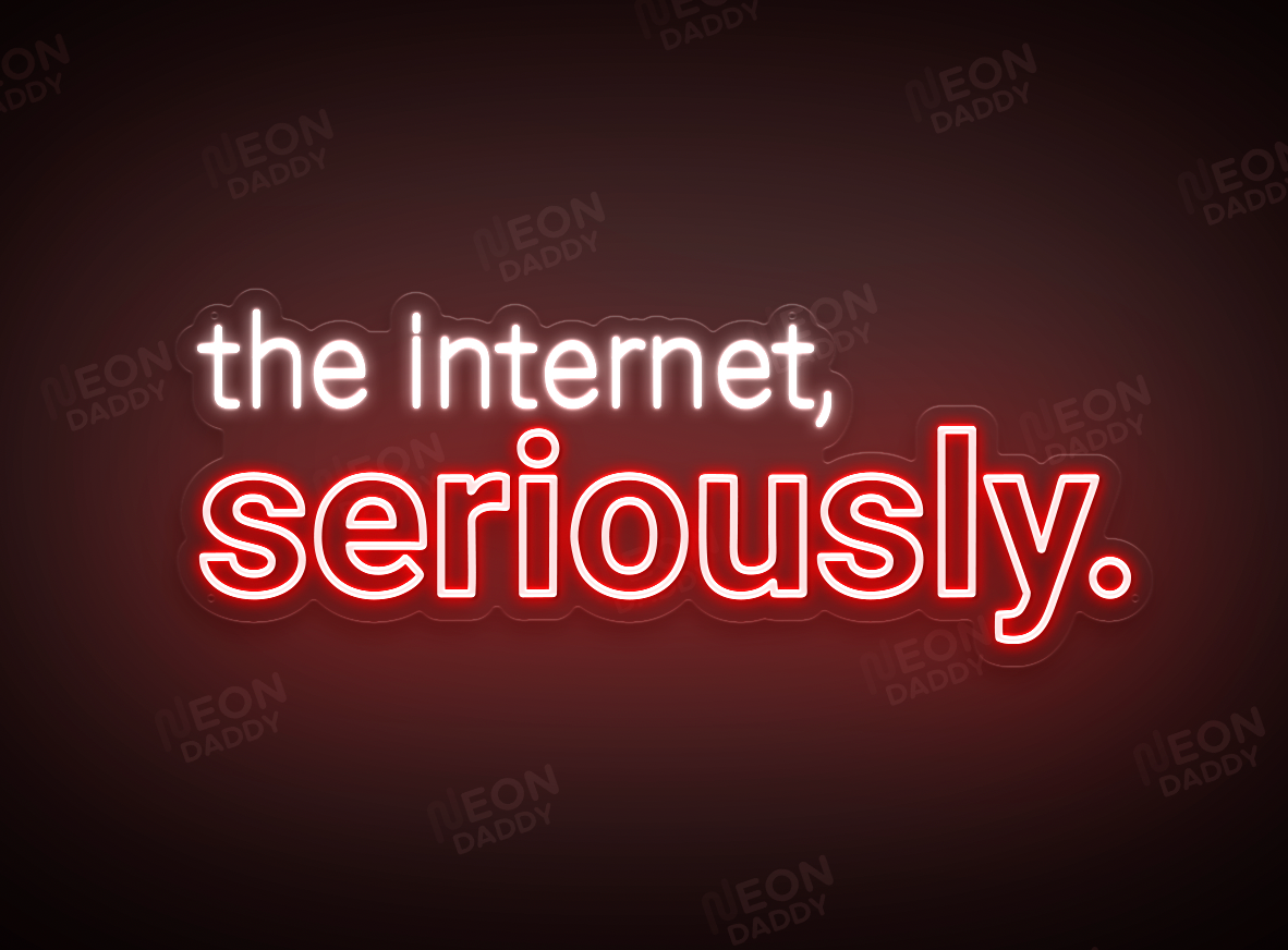 Custom LED Sign - Custom LED neon sign - 'The Internet, Seriously'(Cool White/Red) - 100cm x 38.7cm - Neon Daddy