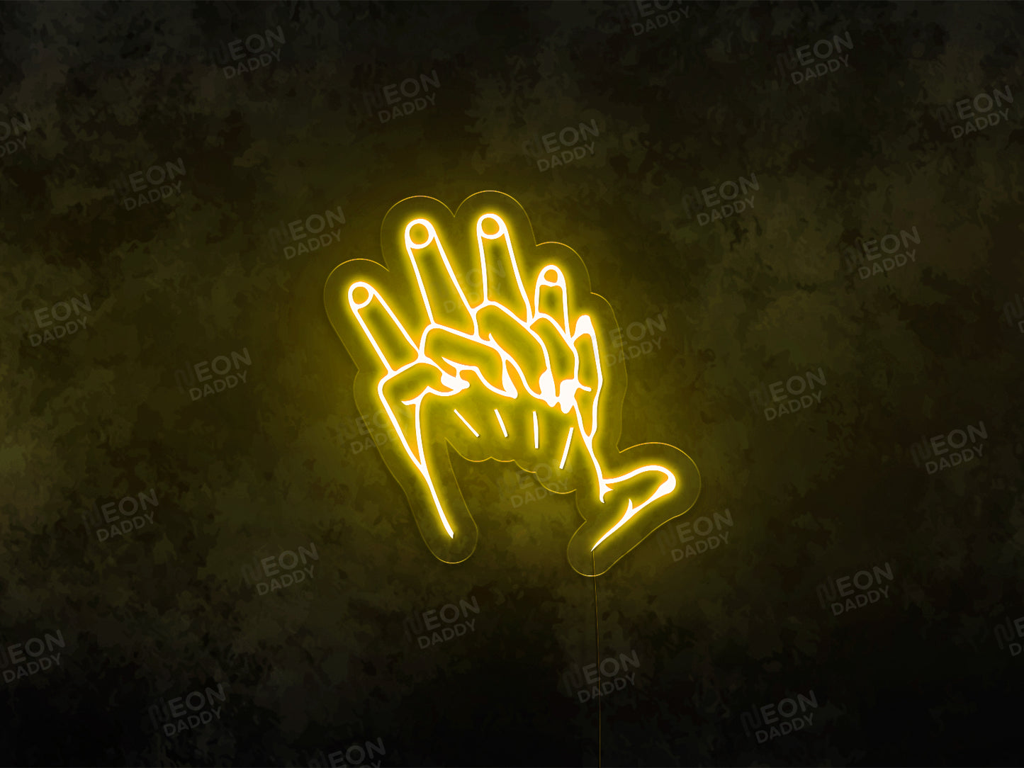 Hand Holding Neon Sign
