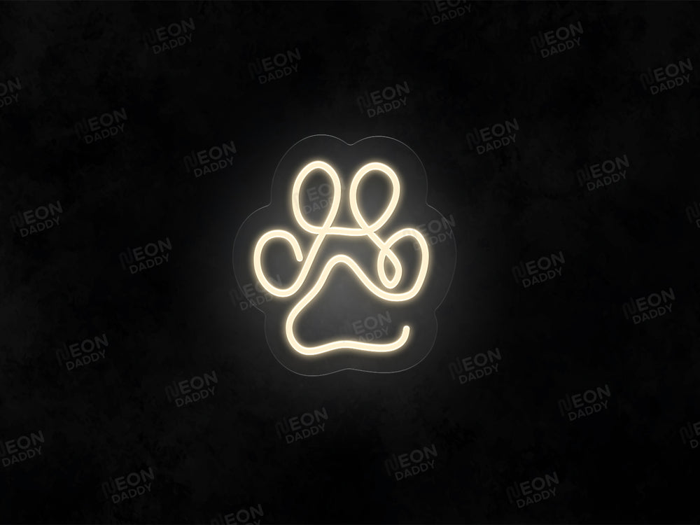 Line Art Paw Print Neon Sign
