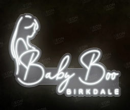 Custom LED Neon Sign - 'Baby Boo' - 1000mm x 730mm - Colour Cool White - Neon Daddy