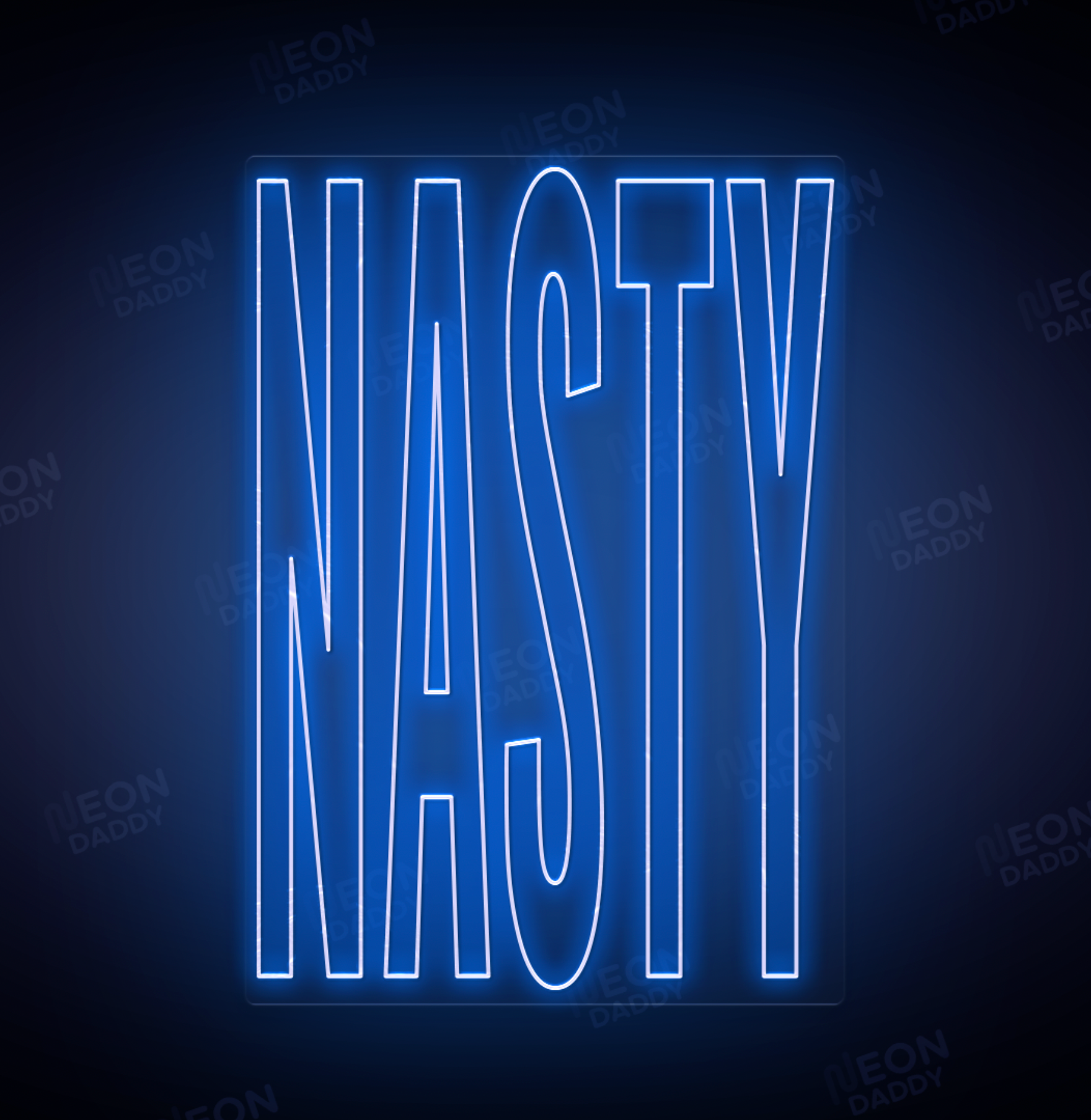 Custom LED Sign - Custom LED neon sign - 'Nasty' - H120cm x W84cm- Deep Sea Blue-Cut to Square - Neon Daddy