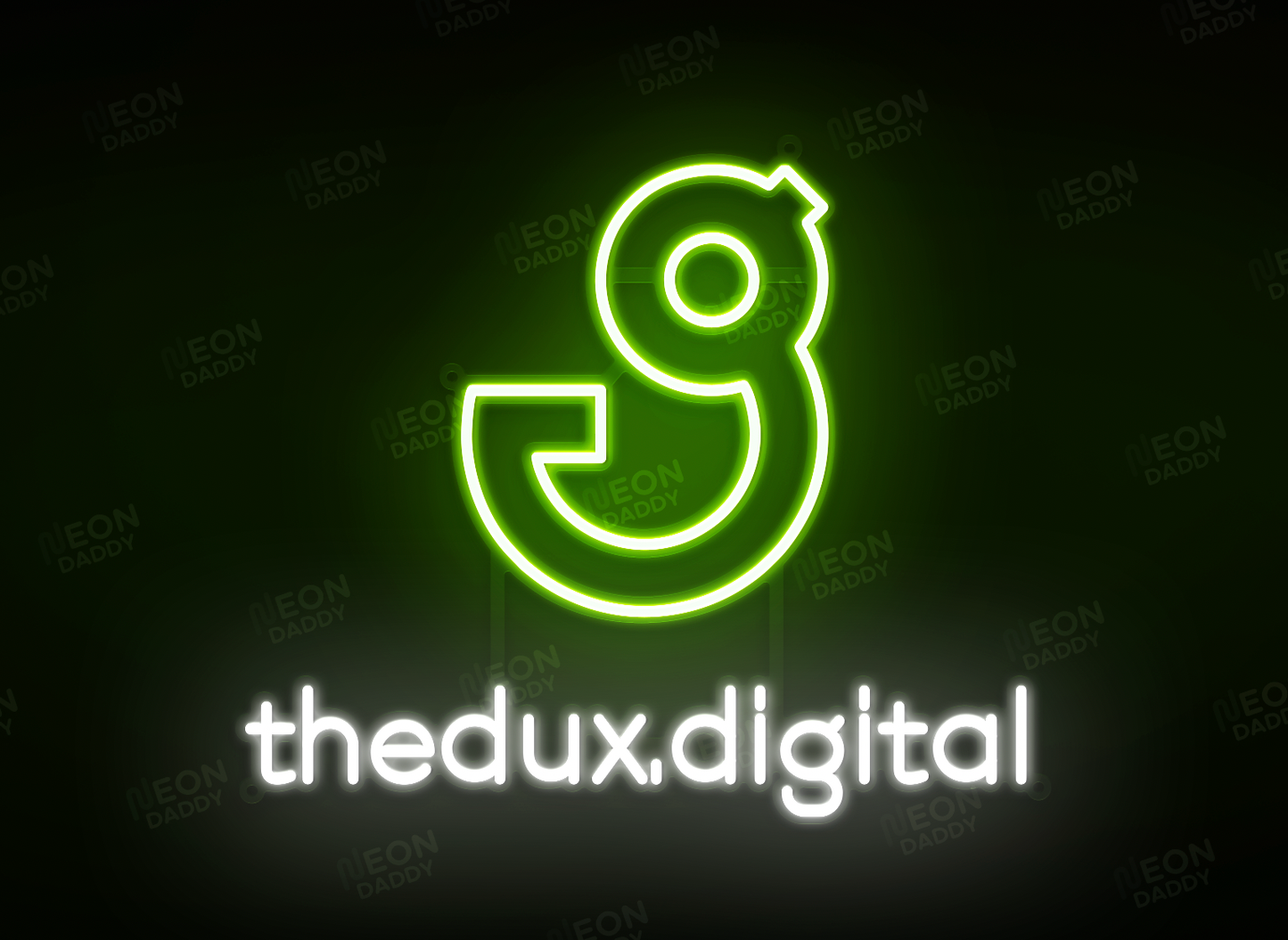 Custom LED Sign - Custom LED neon sign - 'Thedux Digital'(Cool White\Green) - 61cm x 51cm - Cut to Letters