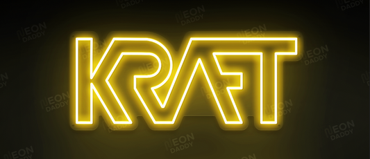 Custom LED Neon Sign - KRAFT - Golden Yellow - 80 x 34cm