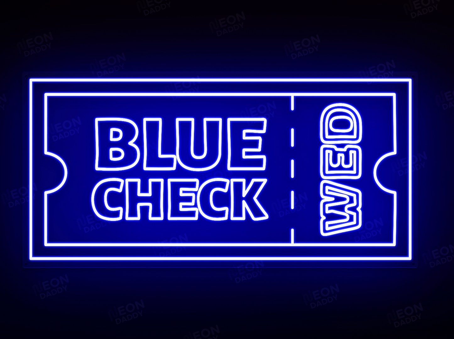 Custom LED Sign - Custom LED neon sign - 'Blue Check'(Deep Sea Blue) - W120cm x H59.6cm