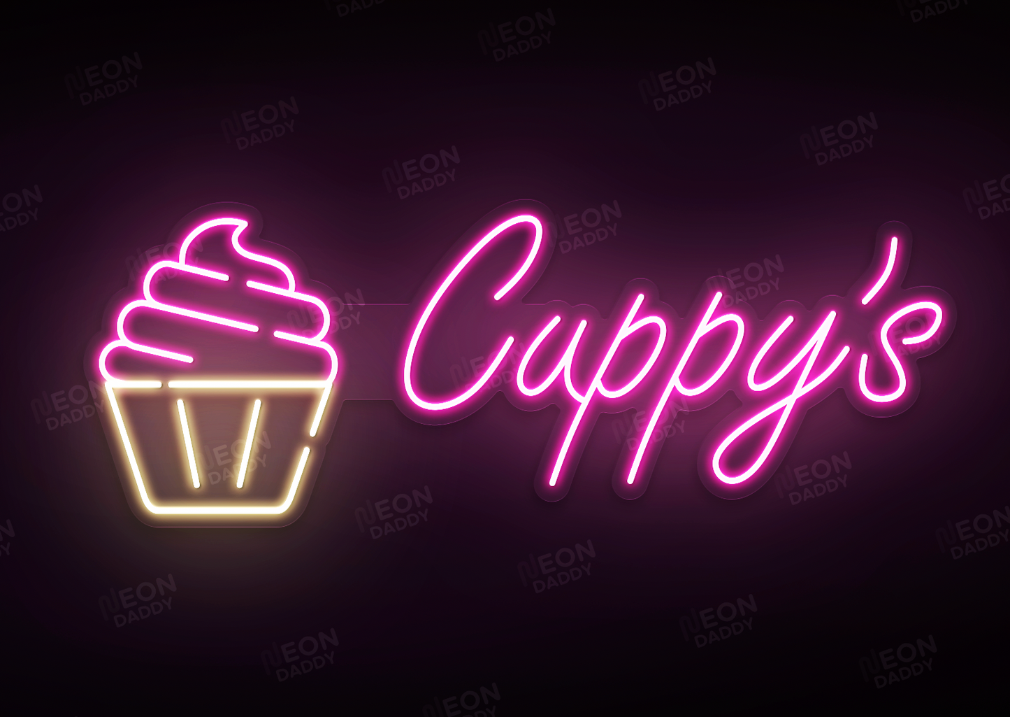 Custom LED Sign - Custom LED neon sign - 'Cuppy's'(Warm White/Hot Pink) - W120cm x H45cm