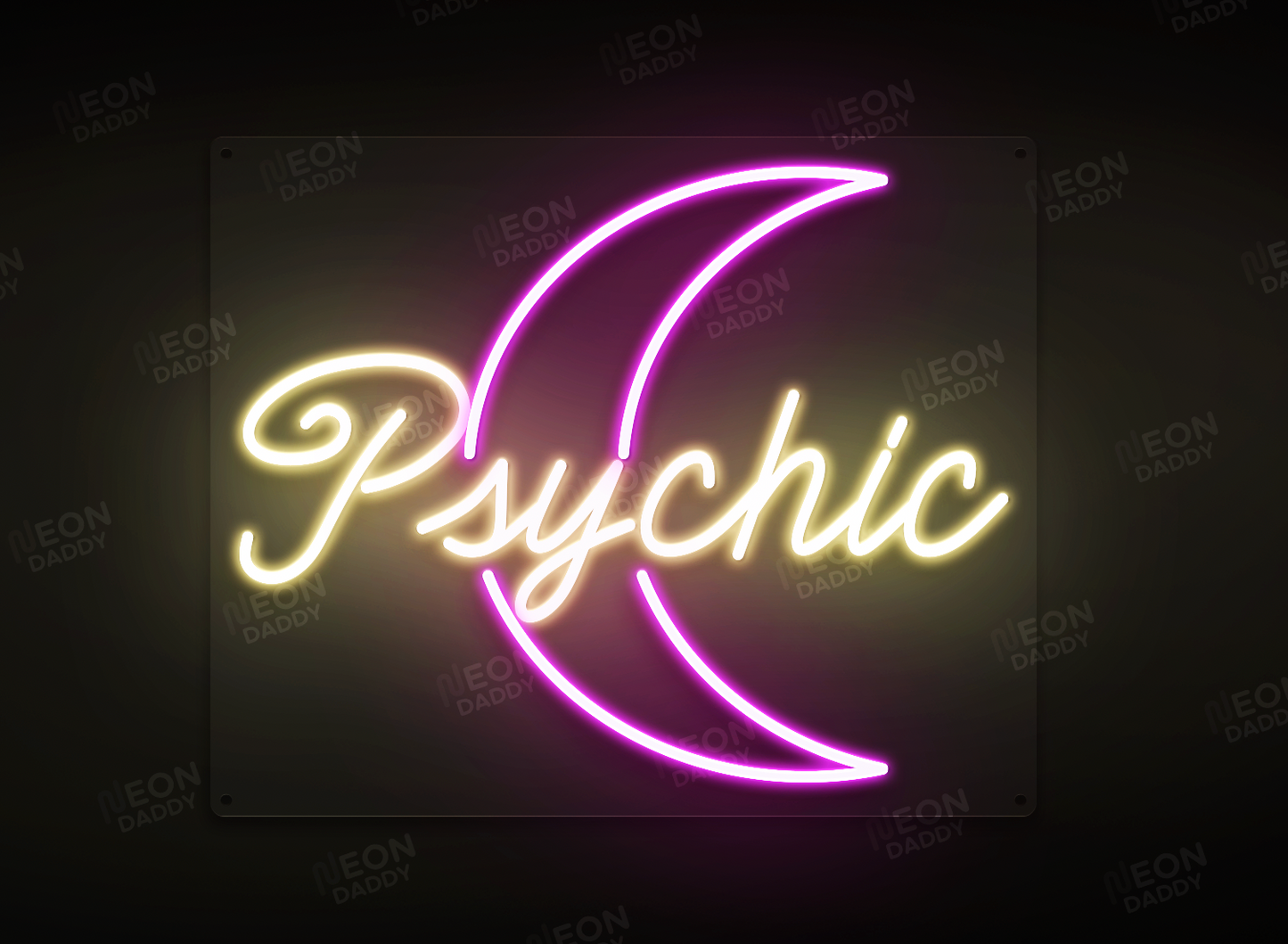 Custom LED Sign - Custom LED neon sign - 'Psychic'(Warm White/Purple) -  W60xH49.5