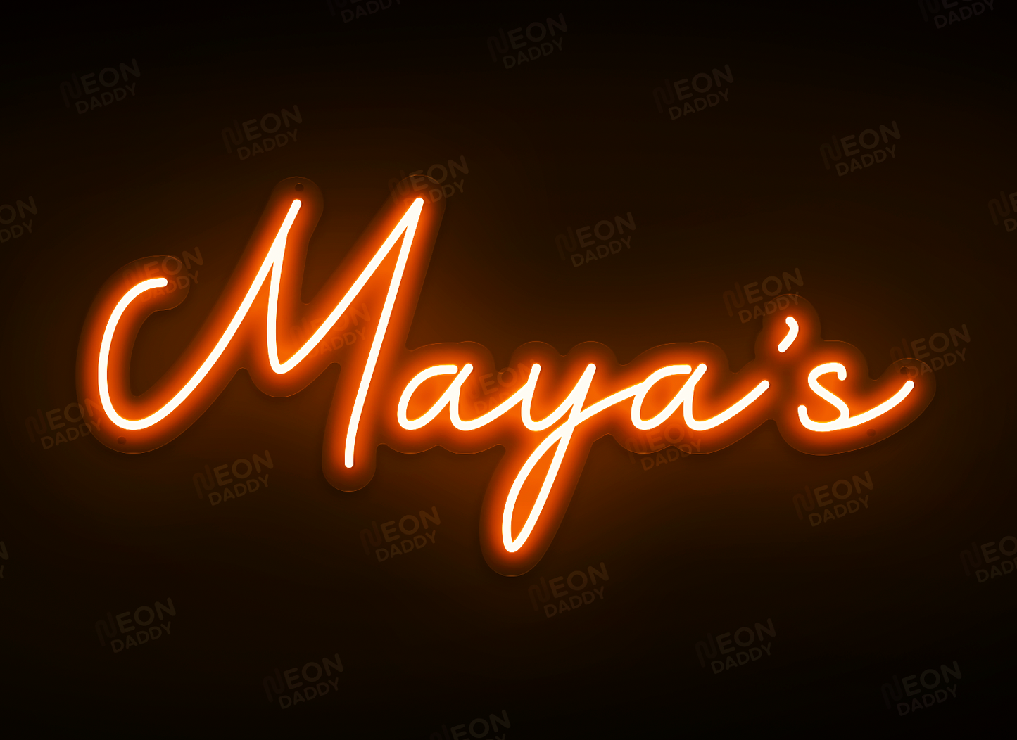 Custom LED Sign - Custom LED neon sign - 'Maya's'(Orange) - dimmer remote - hanging kit - W80xH37.3