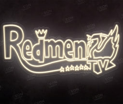 Custom Led Neon Sign - Redmen TV - Warm White - 100 x 45 cm - cut to shape - Neon Daddy