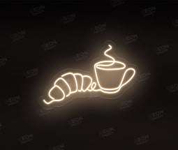 Croissant & Coffee Line Art Neon Sign - Neon Daddy