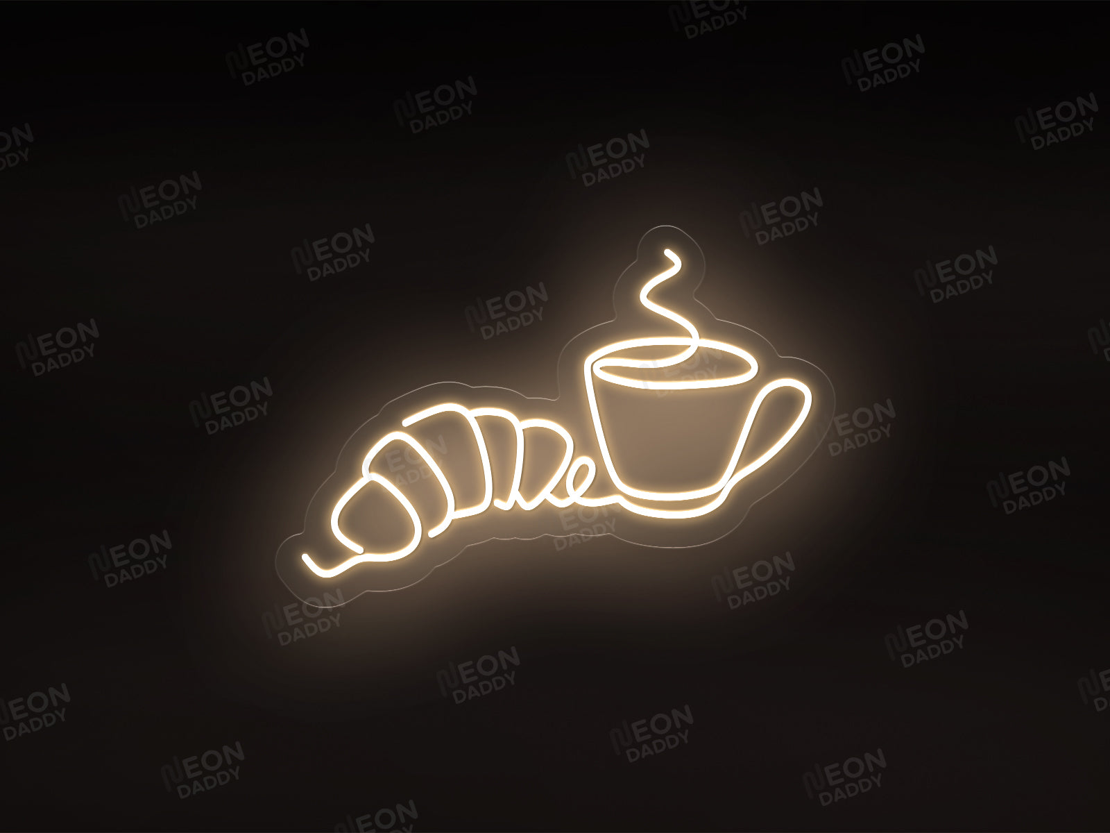 Croissant & Coffee Line Art Neon Sign - Neon Daddy