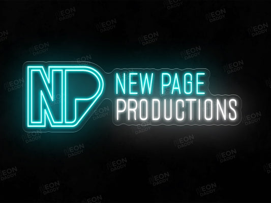 Custom LED neon Sign - New page productions - 100 x 32 cm - cut to shape