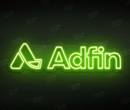 Custom LED Neon Sign - 'ADFIN' - 'Green' - 800mm x 219mm + Removable Stand