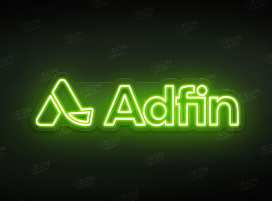 Custom LED Neon Sign - 'ADFIN' - 'Green' - 800mm x 219mm + Removable Stand