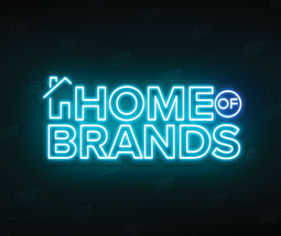 Custom LED Neon Sign - Home of Brands - 80cm x 35cm - Ice blue + blue