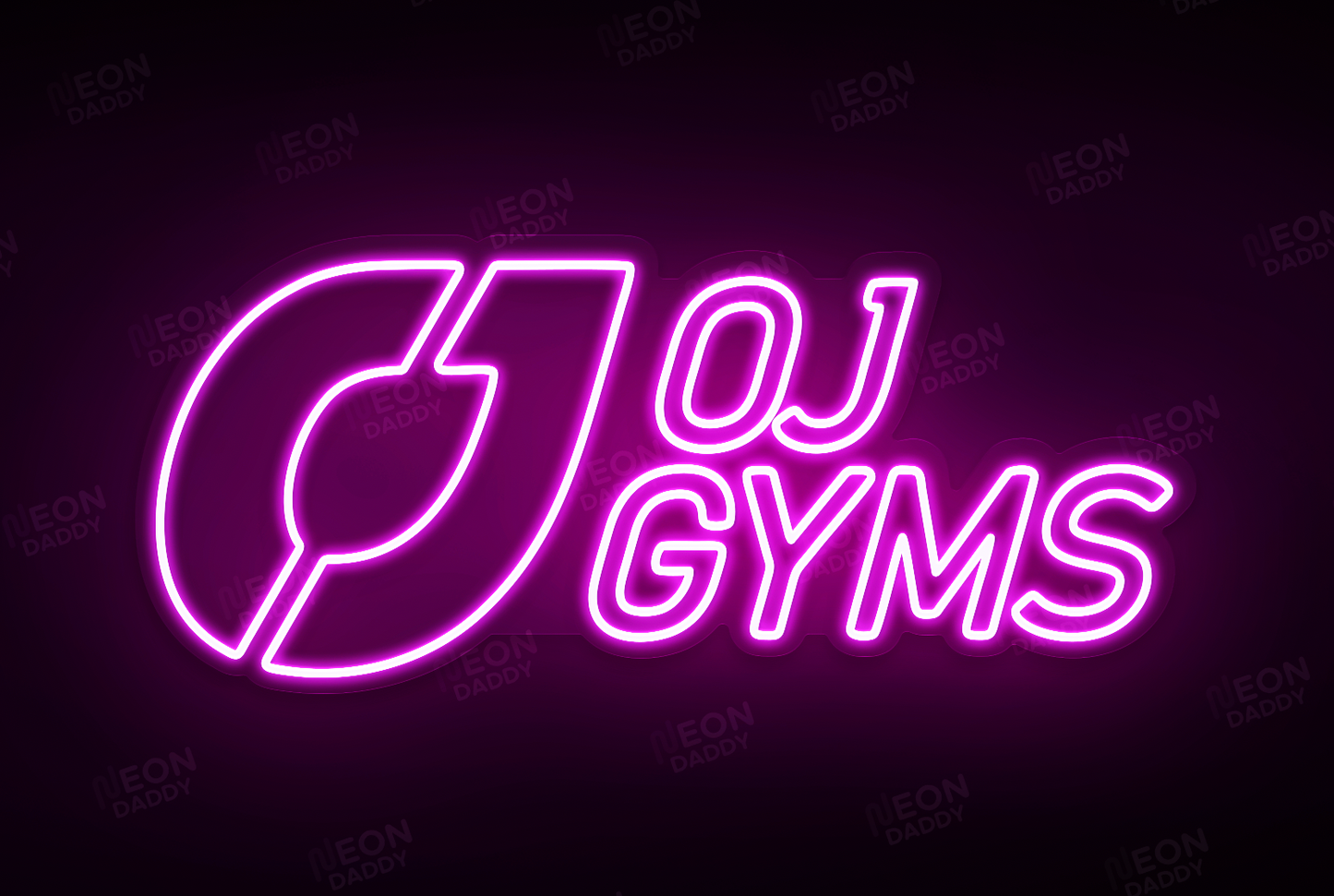 Custom LED Sign - Custom LED neon sign - 'OJ Gym'(Purple) - cut to shape - W100cm x H43.5cm