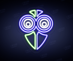 Custom LED Sign - Custom LED neon sign - 'Owl Logo'(Green, Deep Sea Blue, and Cool White) - 30cm x 34.8cm - Neon Daddy