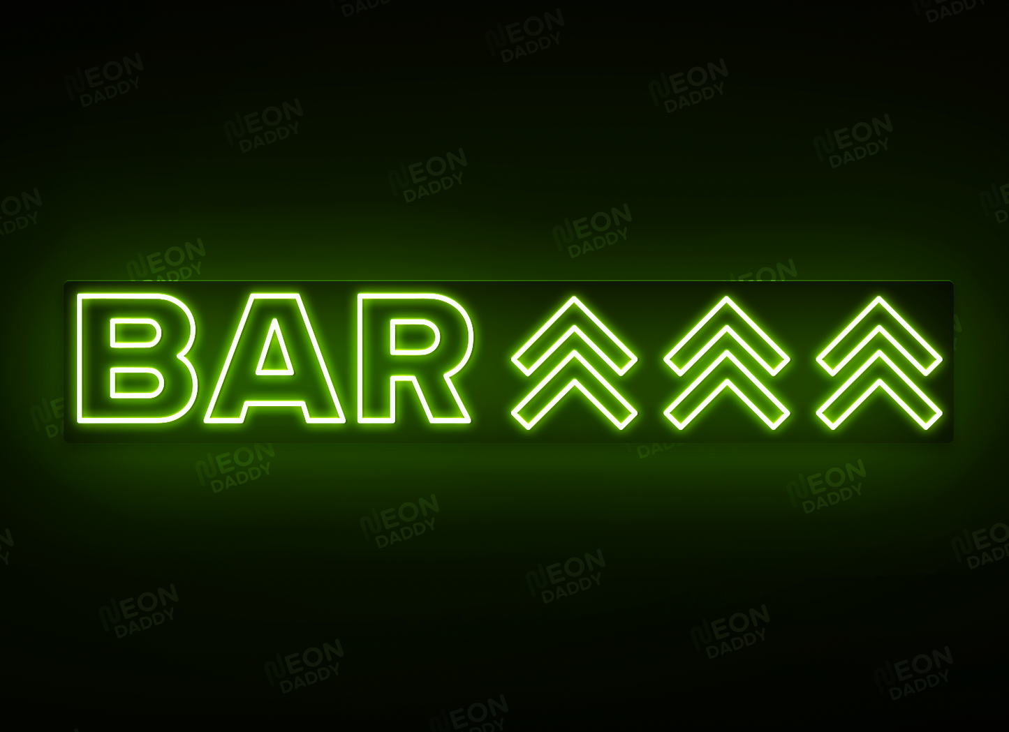 Custom LED Sign - Custom LED neon sign - 'Bar'(Green) - BLACK BACKING - 5m cable - 150cm x 27.2cm