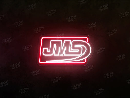 custom LED neon sign - jms - 50 x 38cm  - cool white, red - cut to shape - Neon Daddy