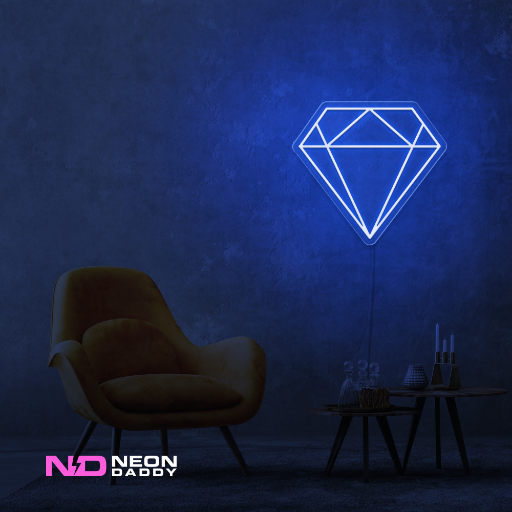 Color: Blue 'Diamond' LED Neon Sign - Affordable Neon Signs