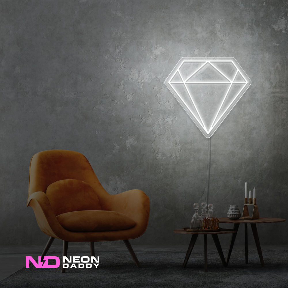 Color: White 'Diamond' LED Neon Sign - Affordable Neon Signs