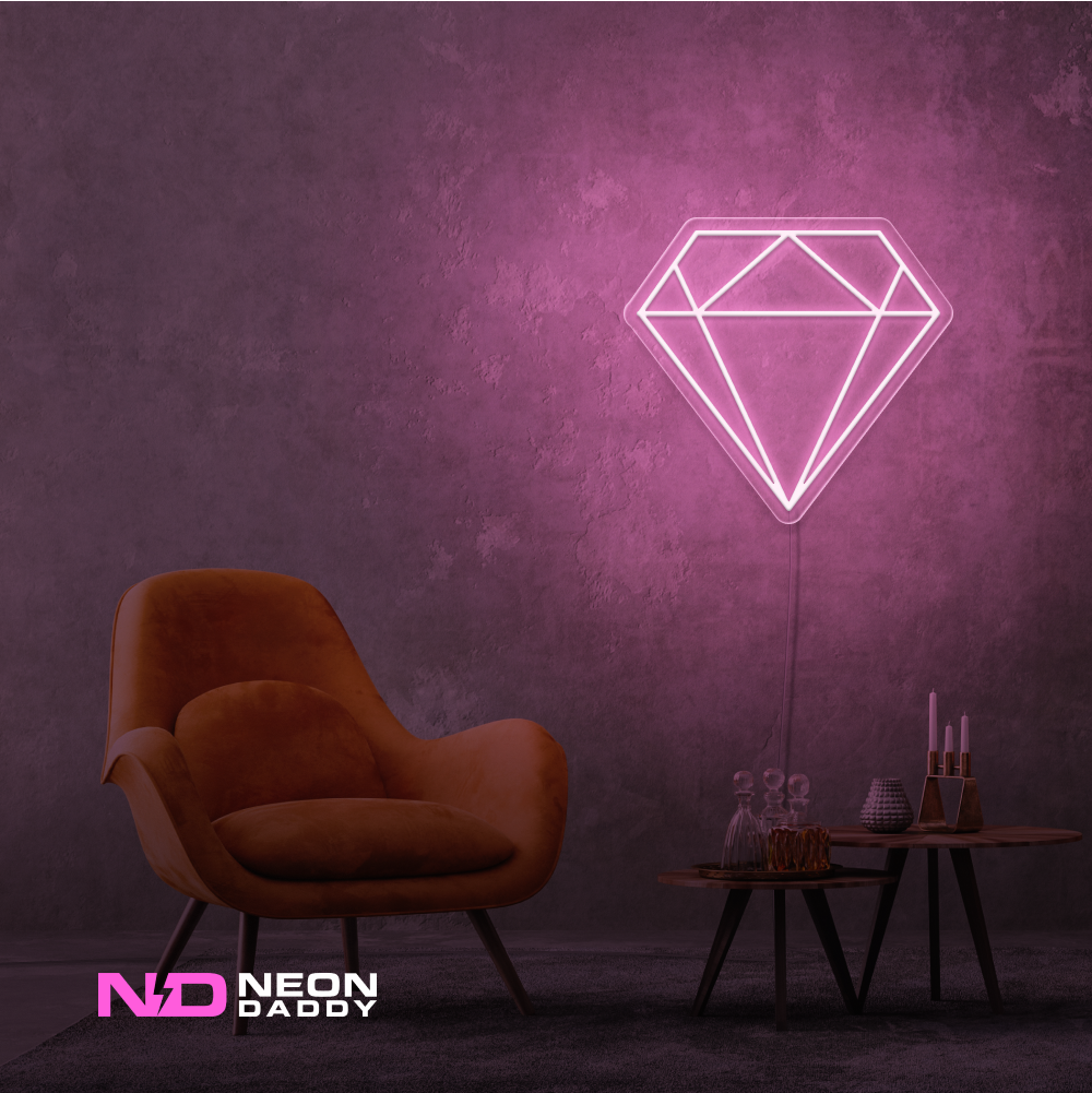 Color: Light Pink 'Diamond' LED Neon Sign - Affordable Neon Signs