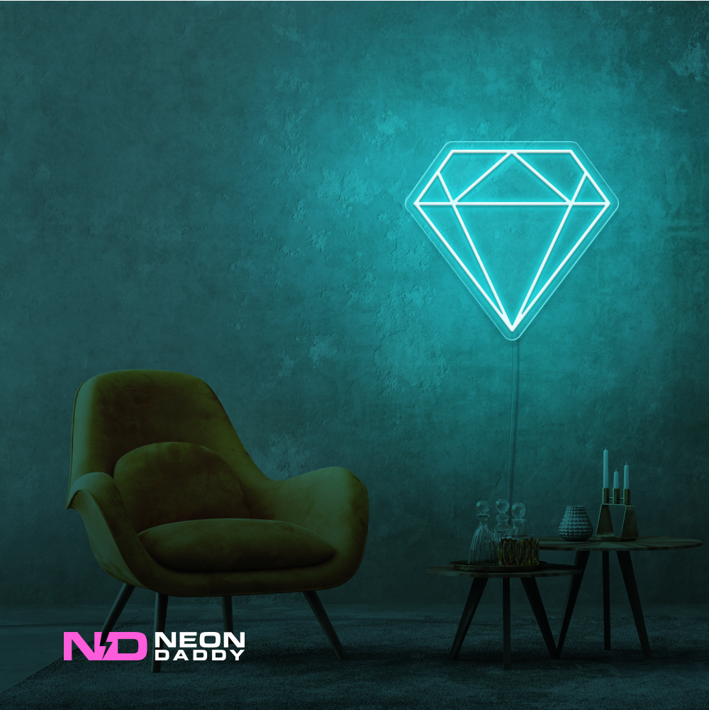 Color: Mint Green 'Diamond' LED Neon Sign - Affordable Neon Signs
