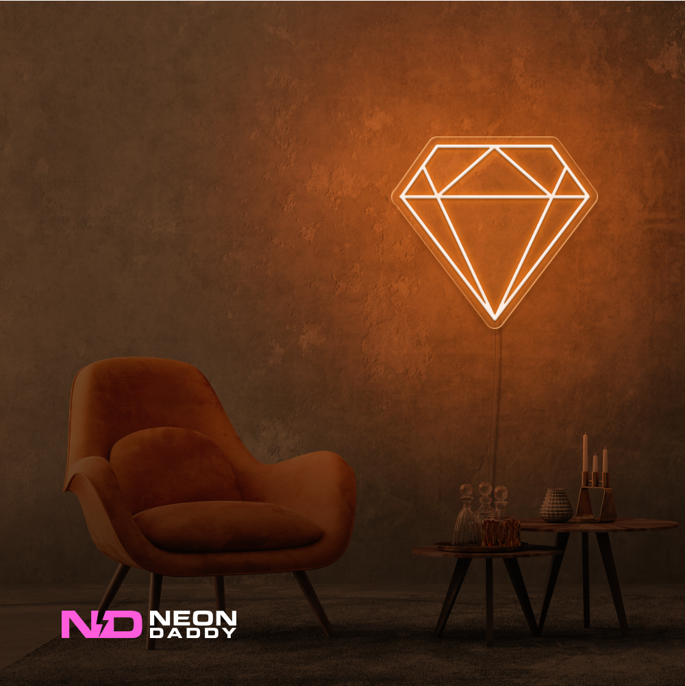 Color: Orange 'Diamond' LED Neon Sign - Affordable Neon Signs